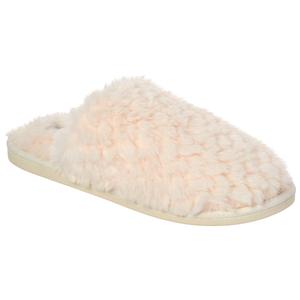 Womens Nicole Miller Textured Plush Faux Fur Slide Slippers