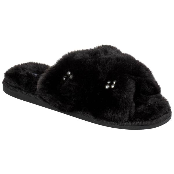 Womens Nicole Miller Pearl Cross Band Open Toe Slide Slippers alternate view
