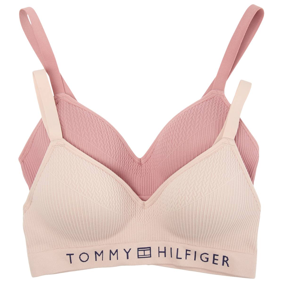 Womens Tommy Hilfiger 2pk. Textured Lined Wire-Free Bras RLF0227