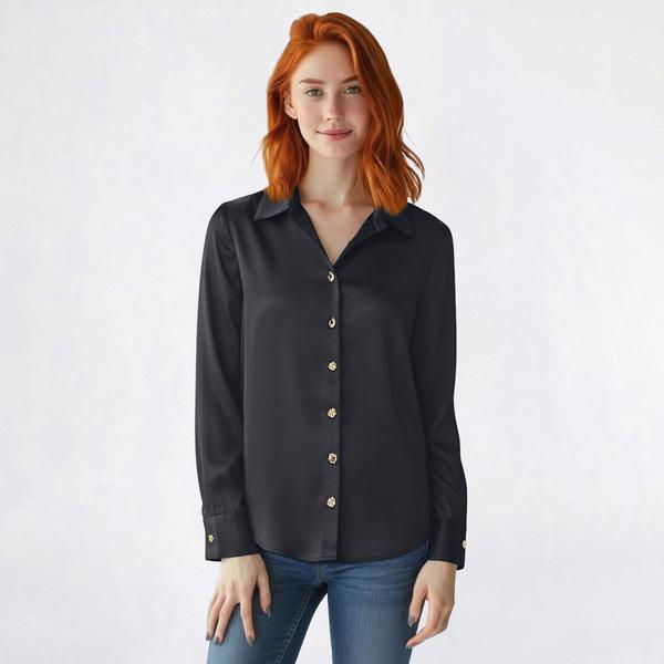 Juniors Love Tree Gold Nugget Satin Button Up alternate view