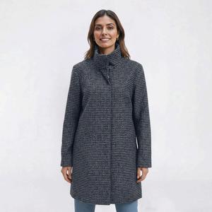 Plus Size Nine West Plaid Full Zip Faux Wool Coat