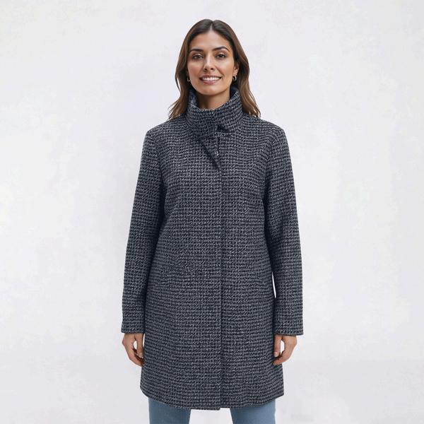 Plus Size Nine West Plaid Full Zip Faux Wool Coat