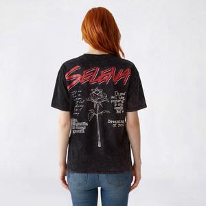 Juniors C-Life Mineral Wash Selena Song Lyrics Oversized Tee alternate view