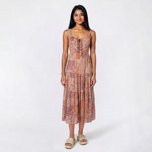 Juniors Angie Wide Strap Emma Tie Front Midi Dress