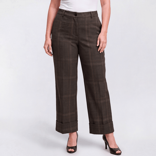 Plus Size Preswick & Moore(R) Plaid Wide Leg Cuffed Pants