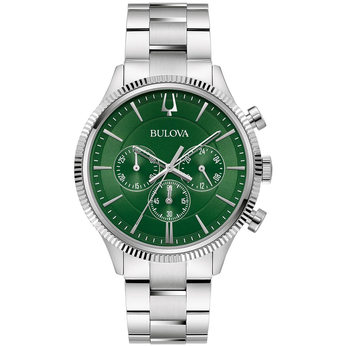 Mens Bulova Classic Green Dial Chronograph Watch - 96A322