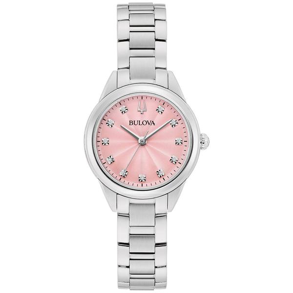 Womens Bulova Sutton Pink Dial Bracelet Watch - 96P249
