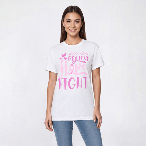 Womens Believe Breast  Cancer Awareness Tee