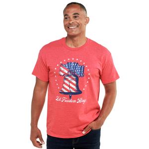 Mens Let Freedom Ring Liberty Bell Graphic USA Tee - Heather Red