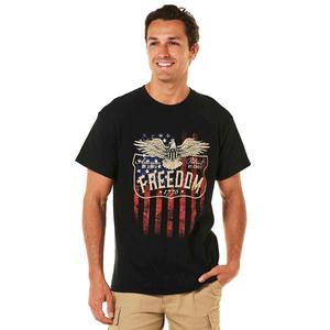 Mens Home of the Brave Freedom Patriot Eagle Graphic Tee - Black