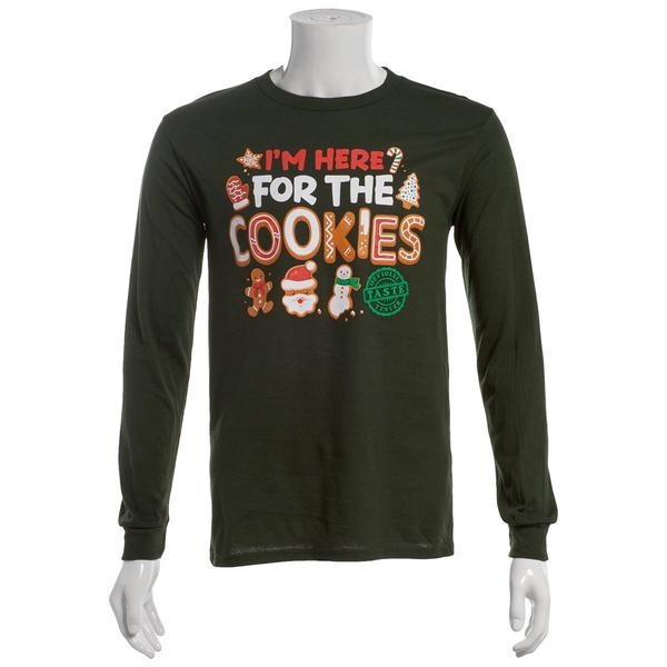 Young Mens Here For The Cookies Long Sleeve Graphic Tee