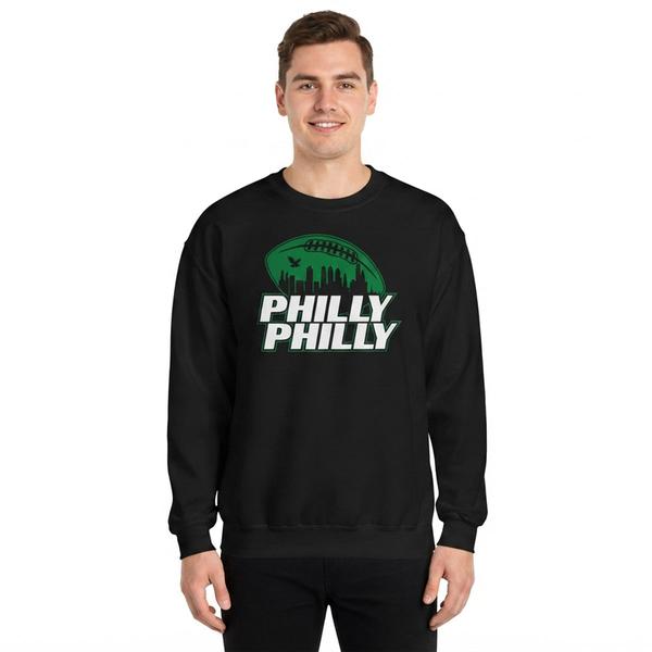 Mens Tailgate Football Philly Skyline Crew Neck Sweatshirt
