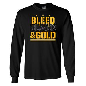 Mens Tailgate Pittsburgh Football Black & Gold Long Sleeve Tee