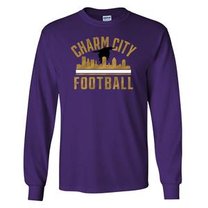 Mens Tailgate Baltimore Football Charm City Long Sleeve Tee