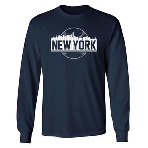 Mens Tailgate New York Baseball City Skyline Long Sleeve Tee