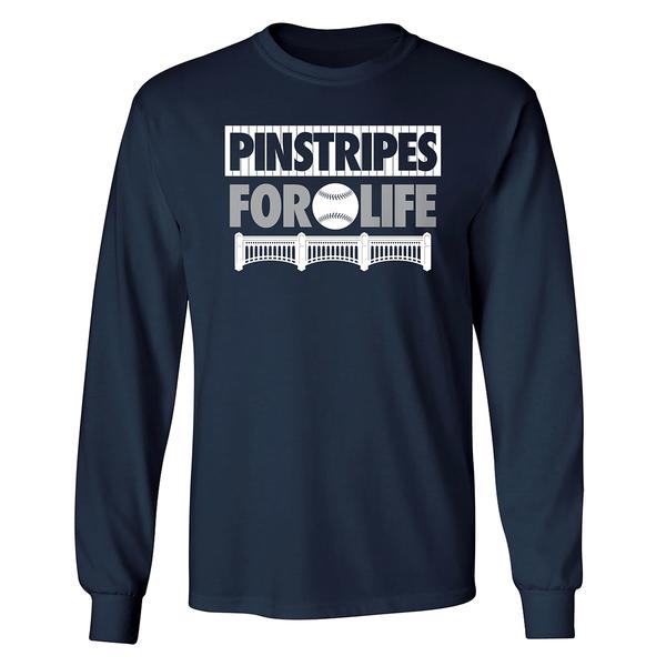Mens Tailgate New York Baseball Pinstripes Long Sleeve Tee