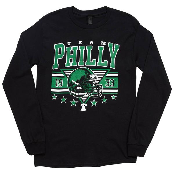 Mens Tailgate Philadelphia Football Green Helmet Long Sleeve Tee