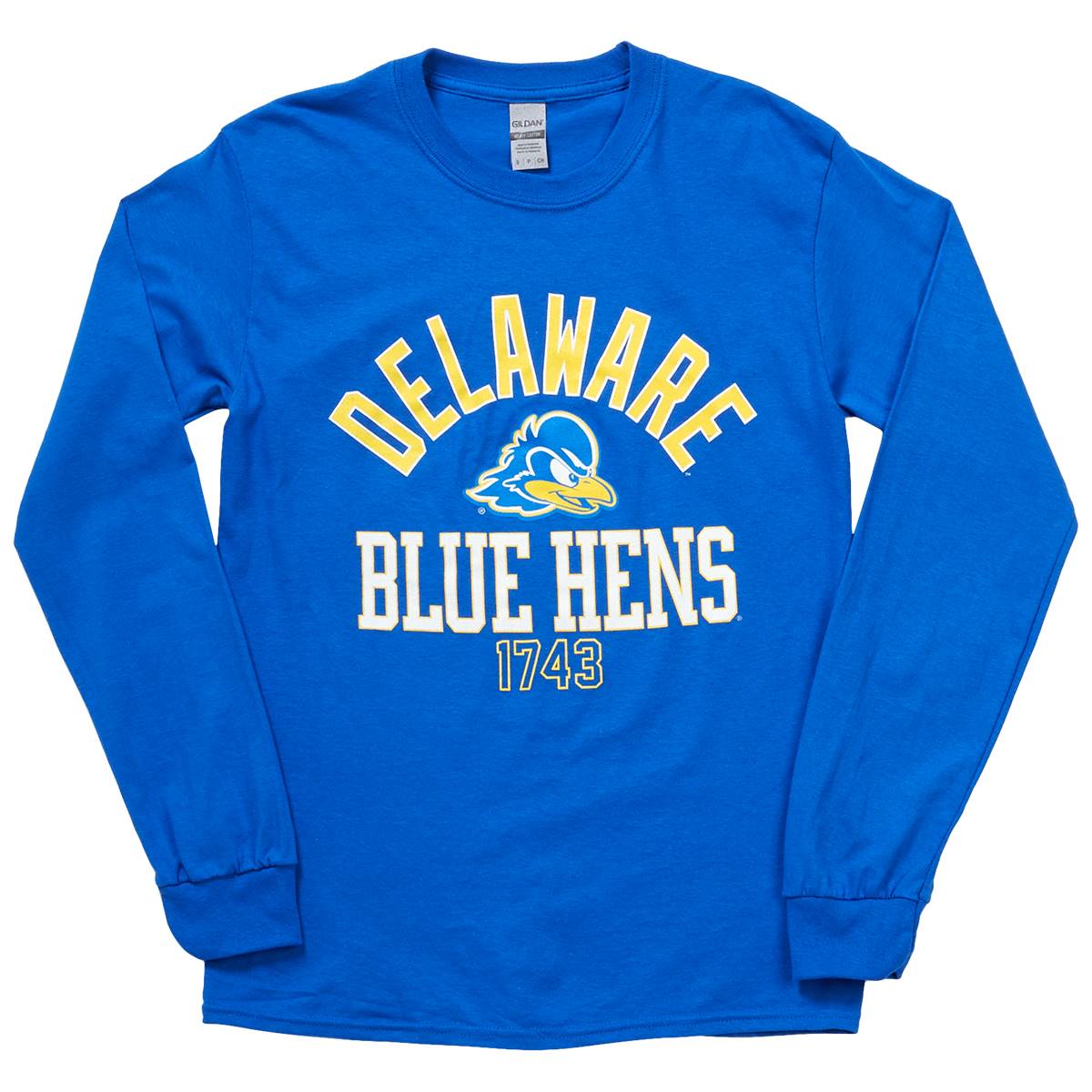 Mens Gildan University Of Delaware Blue Hens Long Sleeve Tee