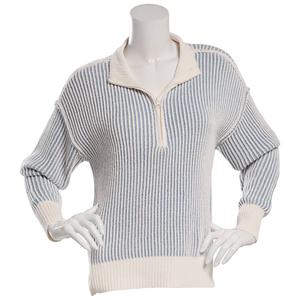 Juniors No Comment Matte Chenille Plaited Rib Quarter Zip Sweater