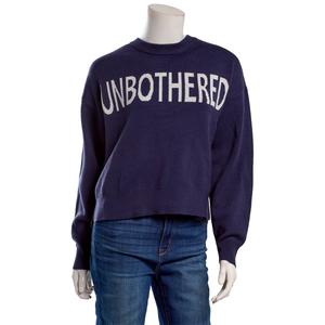 Juniors No Comment Unbothered Pullover Sweater- Peacoat alternate view