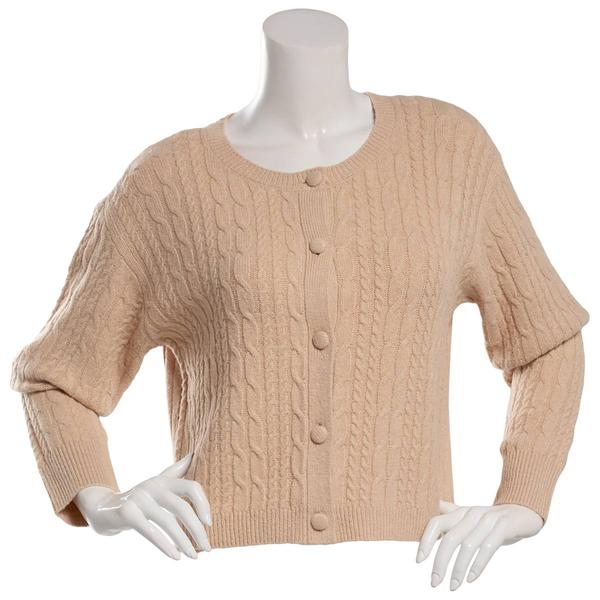 Juniors No Comment Mossy Cable Button Front Cardigan