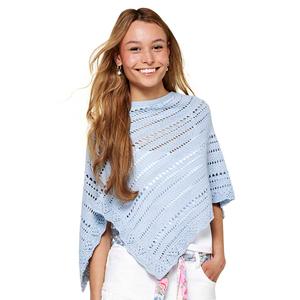 Juniors No Comment Crochet Like Open Knit Asymmetrical Poncho