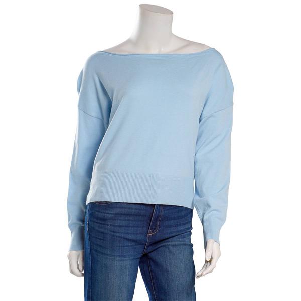 Juniors No Comment Boat Neck Dolman Sweater alternate view