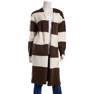 Juniors No Comment Wide Stripe Open Duster Cardigan w/ Pockets