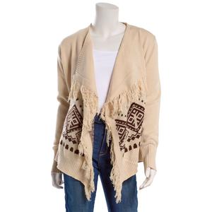Juniors No Comment Jacquard Western Fringe Open Cardigan