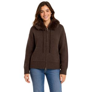 Juniors No Comment Detachable Fur Trim Sweater Zip Up Jacket