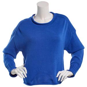 Juniors No Comment Cotton Acrylic Roll Hem Pull Over Sweater