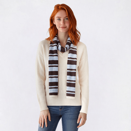 Juniors No Comment Cloud Yarn V-Neck Tunic Sweater With Scarf alternate view