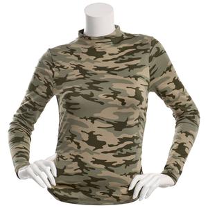 Juniors No Comment Fleece Mock Neck Long Sleeve Tee - Camo
