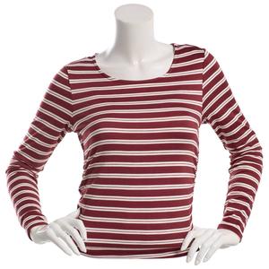 Juniors No Comment Long Sleeve Side Ruched Fleece Top - Stripe alternate view