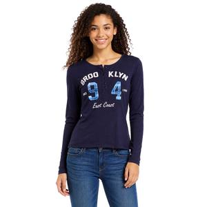 Juniors No Comment Long Sleeve Brooklyn 94 Henley Top