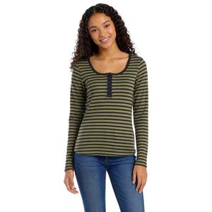 Juniors No Comment Long Sleeve Stripe Rib Henley Top