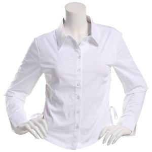 Juniors No Comment Long Sleeve Poplin Button Front Top - White
