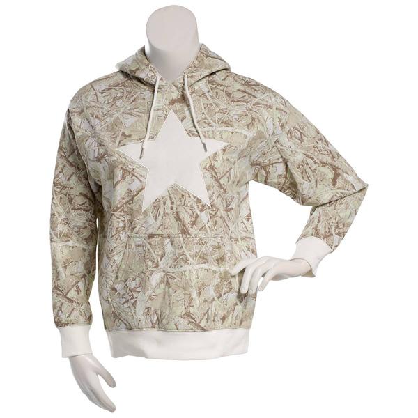 Juniors No Comment Forest Camo Applique Star Pullover Hoodie alternate view