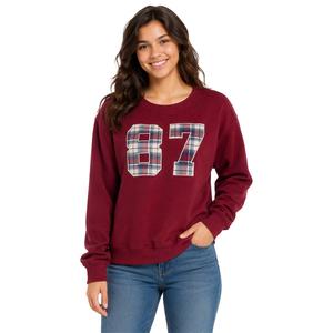 Juniors No Comment NYC Fleece Crew Neck With Headband- Maroon alternate view