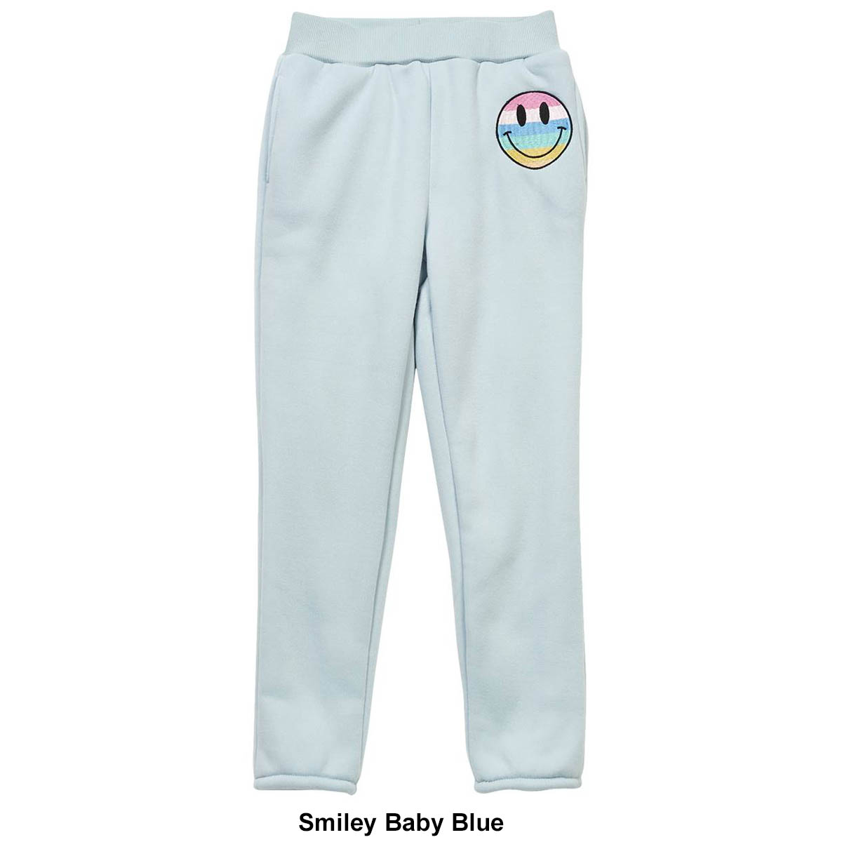 Girls (7-16) No Comment Embroidered Smiley Sherpa Joggers