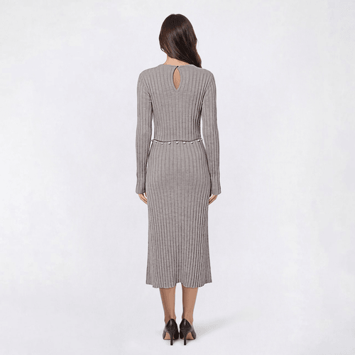 Womens Madison Hudson Long Sleeve Solid Pearl Belt Maxi Dress alternate view