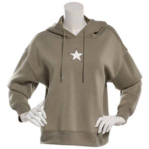 Juniors No Comment Fleece Camo Lined Hoodie - Vetiver