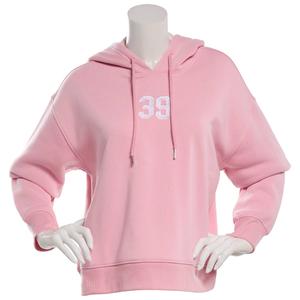 Juniors No Comment Fleece Leaf Lined Hoodie - Pink