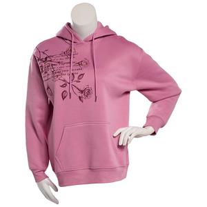 Juniors No Comment Fleece Foil Screen Pull Over Hoodie - Mauve