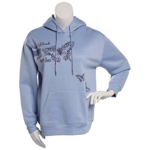 Juniors No Comment Fleece Foil Screen Pull Over Hoodie - Eventide