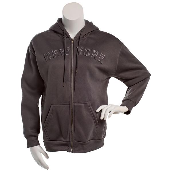 Juniors No Comment New York Fleece Zip Up Hoodie alternate view