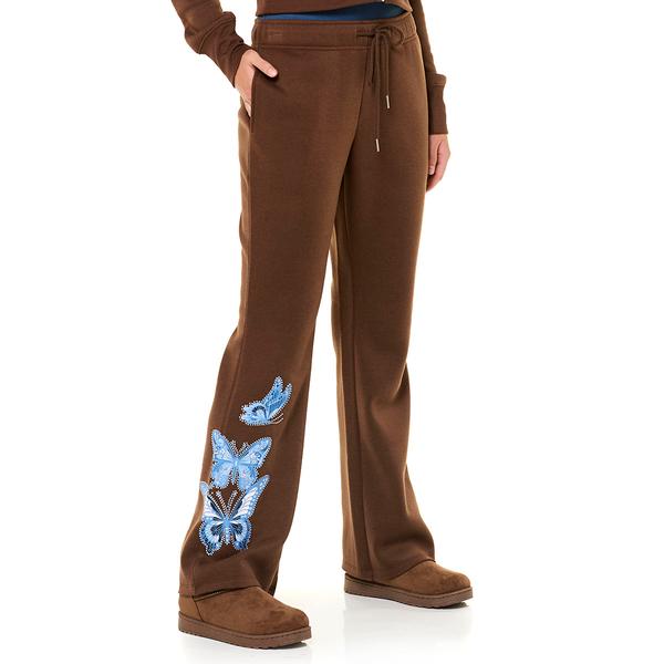 Juniors No Comment Fleece Foil Screen Flare Sweatpants - Chestnut alternate view