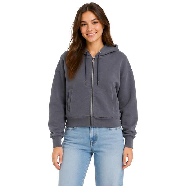 Juniors No Comment Solid Fleece Meet & Greet Zip Up Hoodie