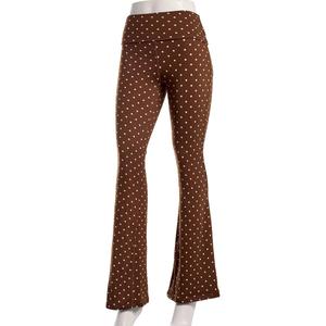 Juniors No Comment Polka Dot Fold Over Waist Flare Leggings