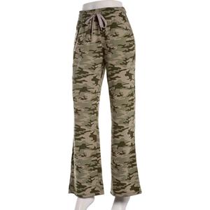 Juniors No Comment Fleece Lined Camo Print Wide Leg Pants - Camo